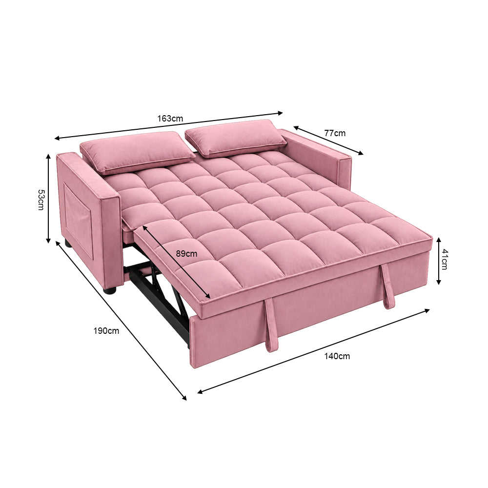 Modern and Multi-functional Foldable Sofa Bed, 2-seater, Velvet, 190cm