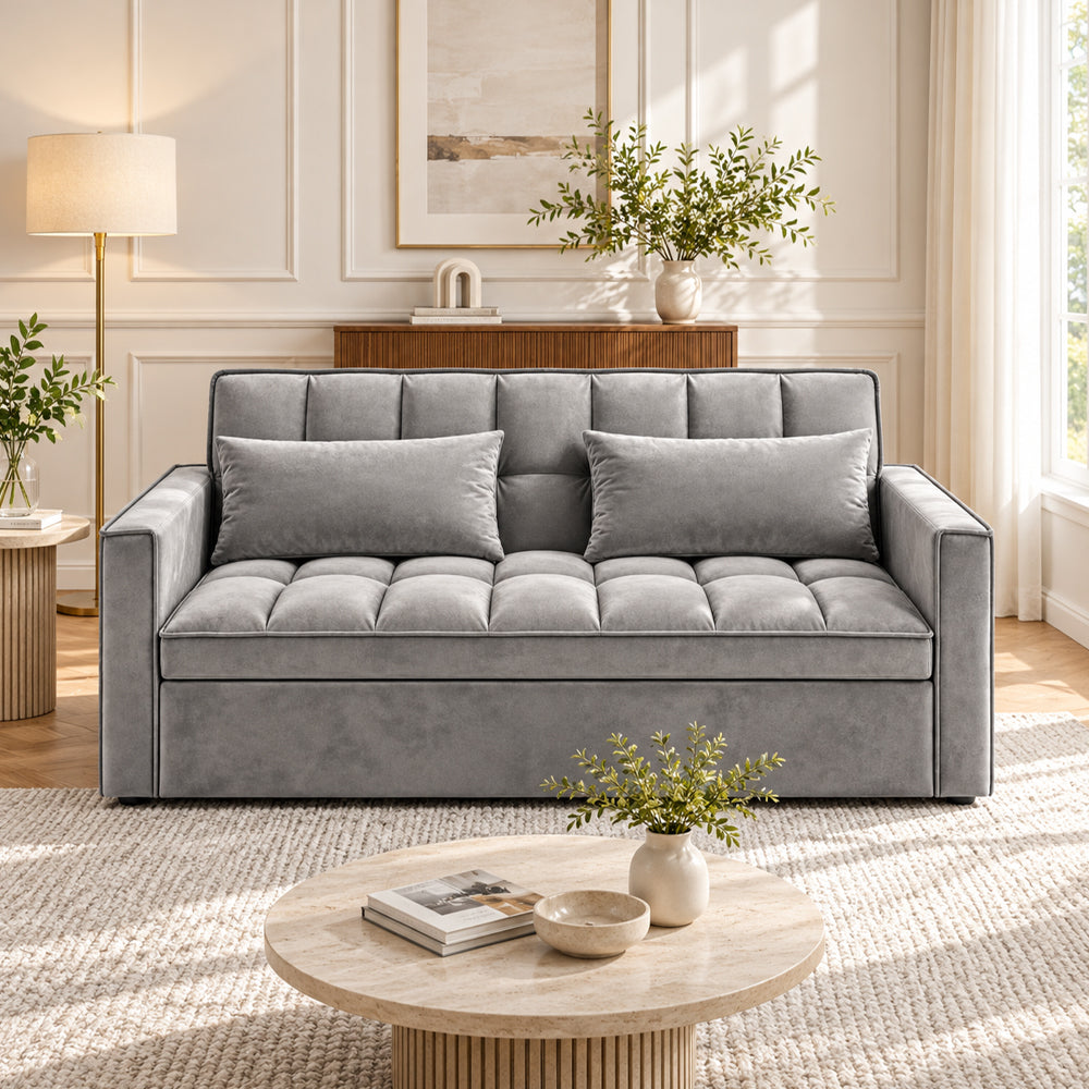 Modern and Multi-functional Foldable Sofa Bed, 2-seater, Velvet, 190cm