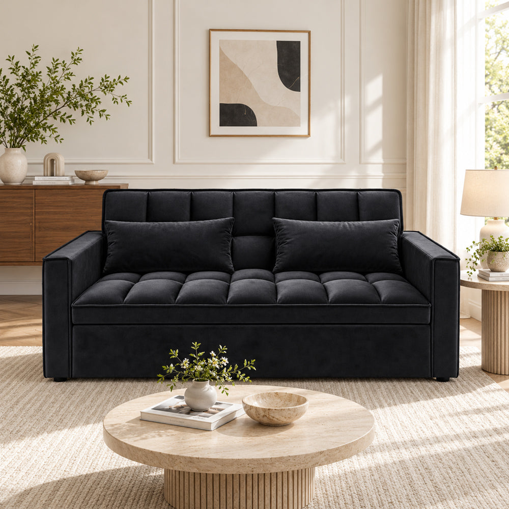 Modern and Multi-functional Foldable Sofa Bed, 2-seater, Velvet, 190cm