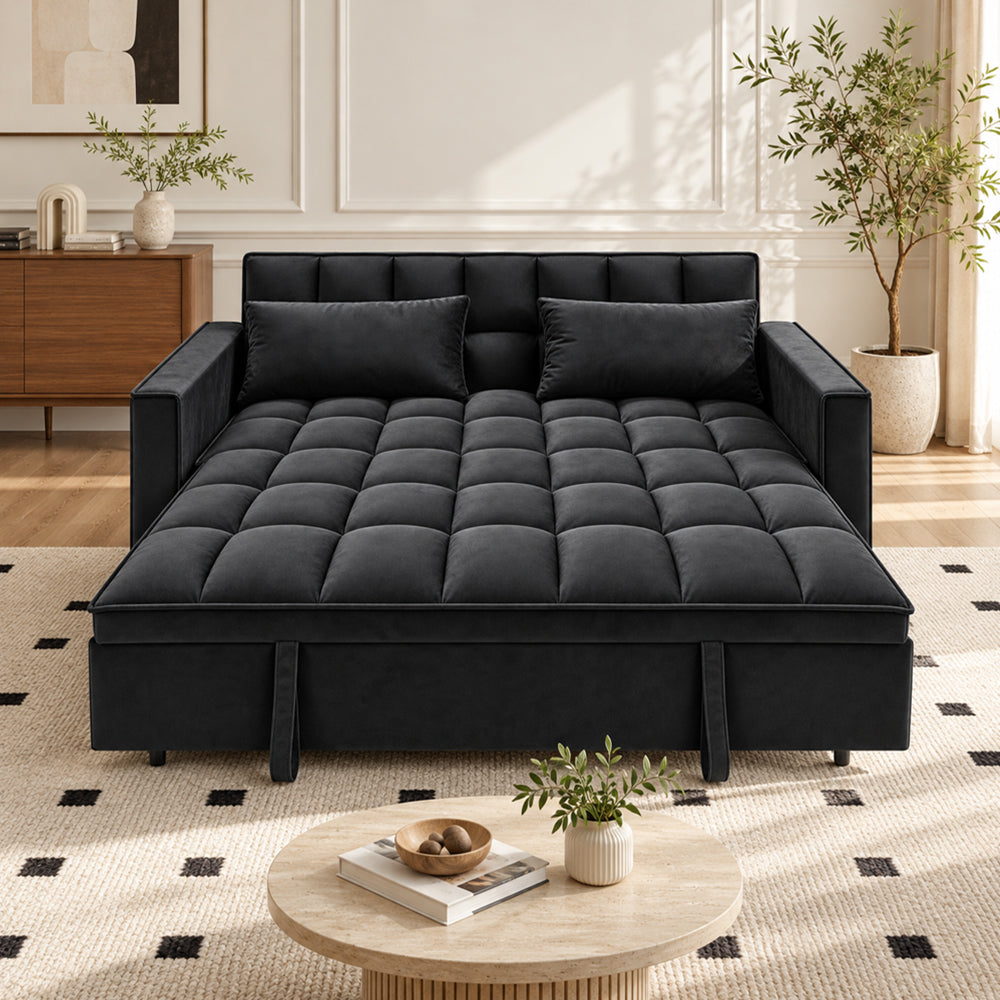 Modern and Multi-functional Foldable Sofa Bed, 2-seater, Velvet, 190cm