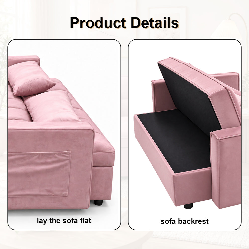 Modern and Multi-functional Foldable Sofa Bed, 2-seater, Velvet, 190cm