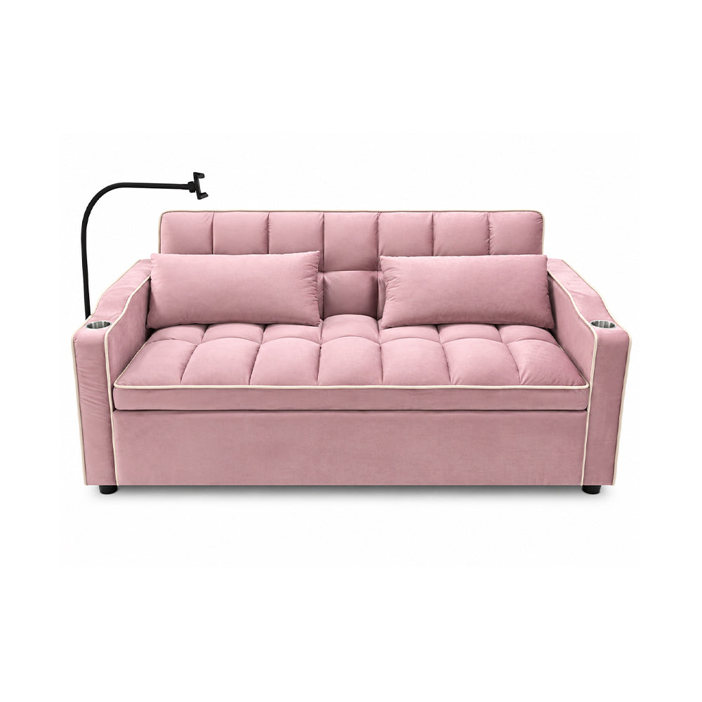 Eeeza Modern Sofa Bed with Phone Holder, Velvet, 2-seater, 190cm