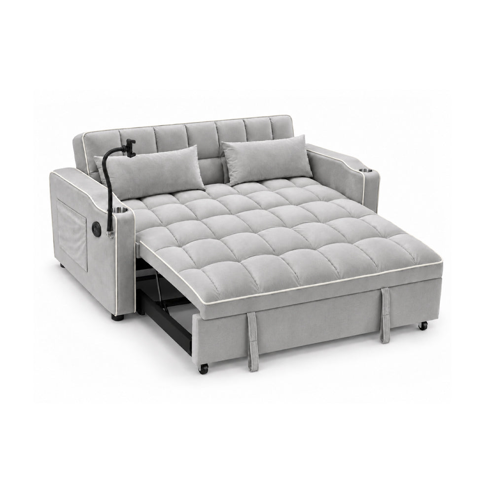 Eeeza Modern Sofa Bed with Phone Holder, Velvet, 2-seater, 190cm