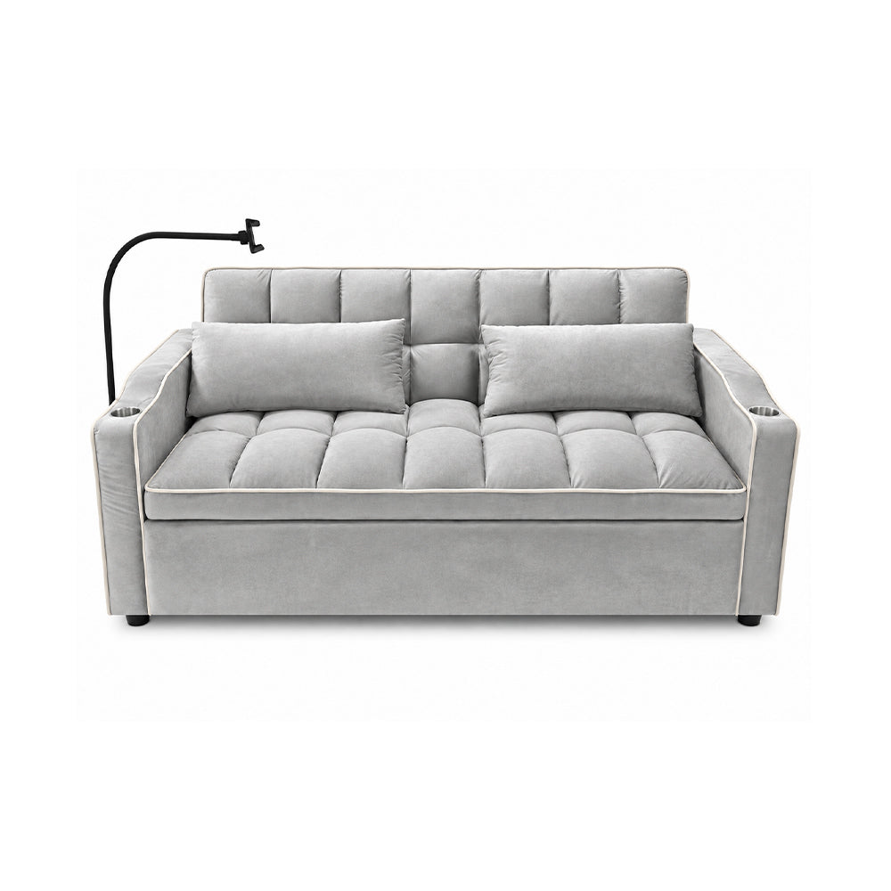Eeeza Modern Sofa Bed with Phone Holder, Velvet, 2-seater, 190cm