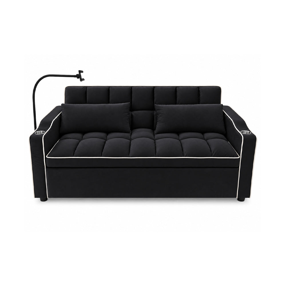 Eeeza Modern Sofa Bed with Phone Holder, Velvet, 2-seater, 190cm