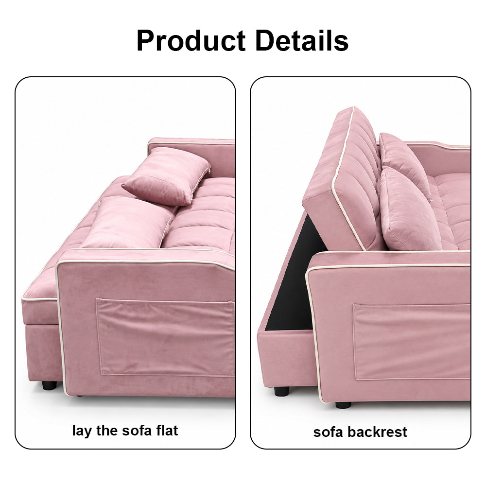Eeeza Modern Sofa Bed with Phone Holder, Velvet, 2-seater, 190cm