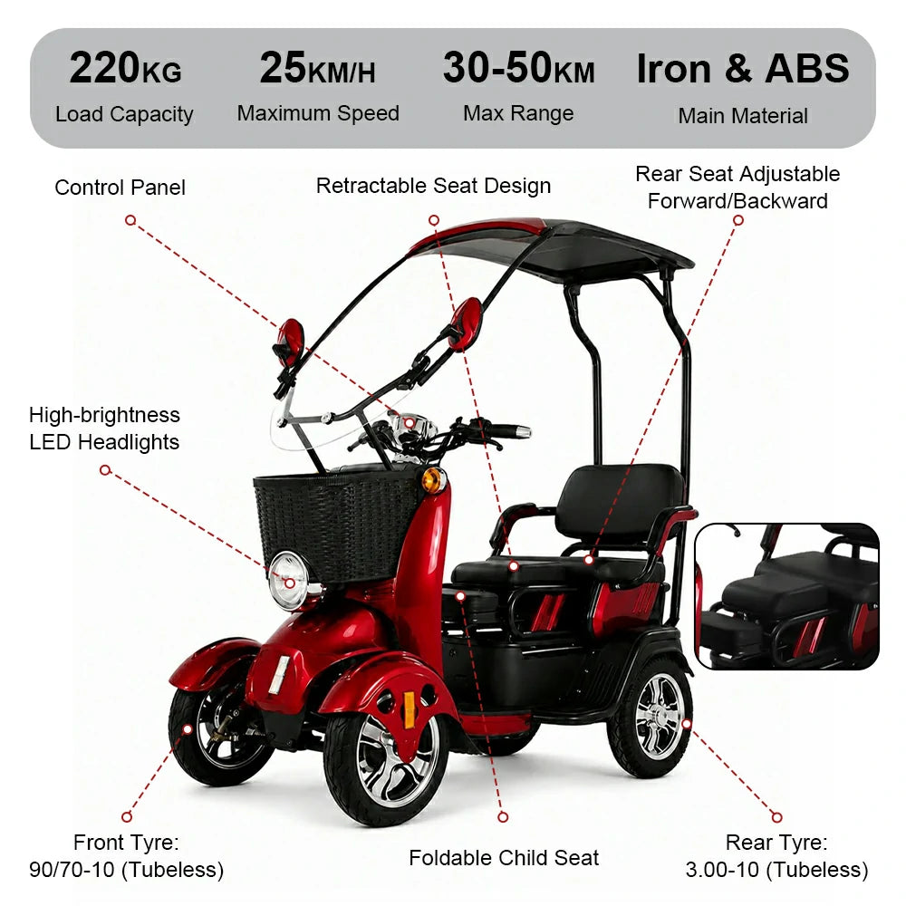 Eeeza B23 Family Electric Mobility Scooter, 800W 48V 20Ah