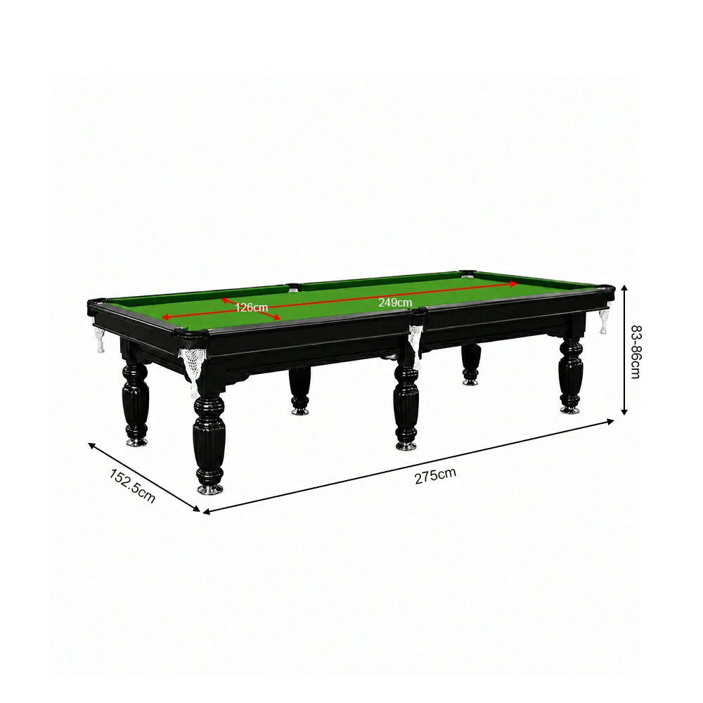 Eeeza Slate Billiard Pool Table with Accessories, Black Frame, 9Ft