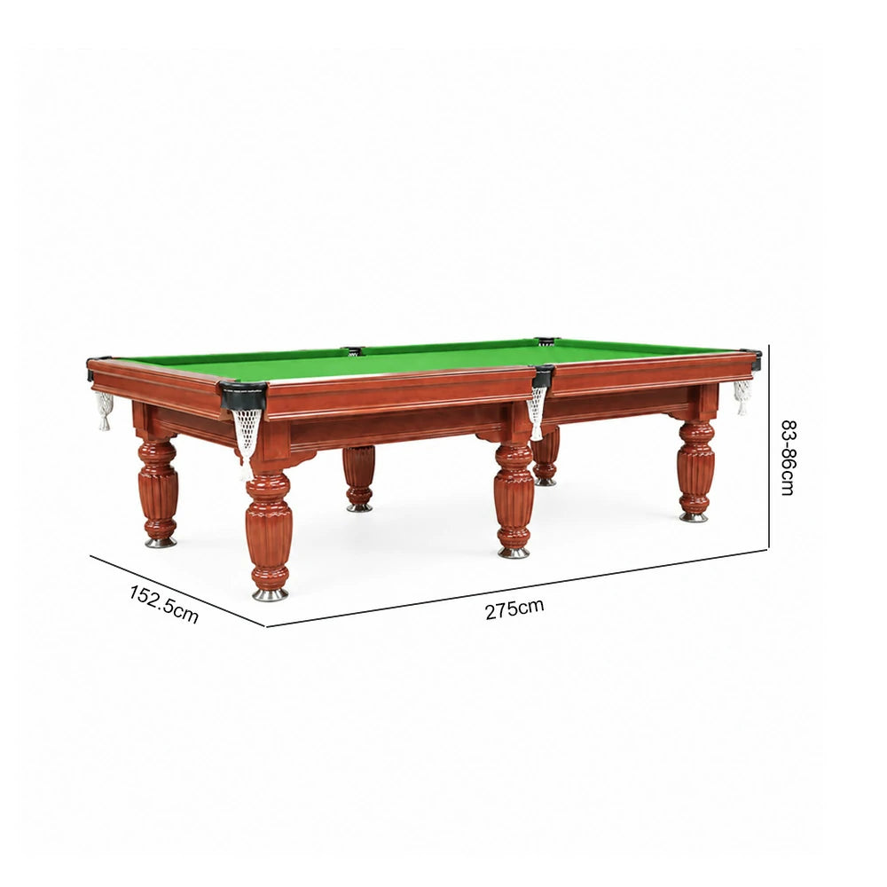 Eeeza Slate Billiard Pool Table with Accessories, Walnut Frame, 9Ft