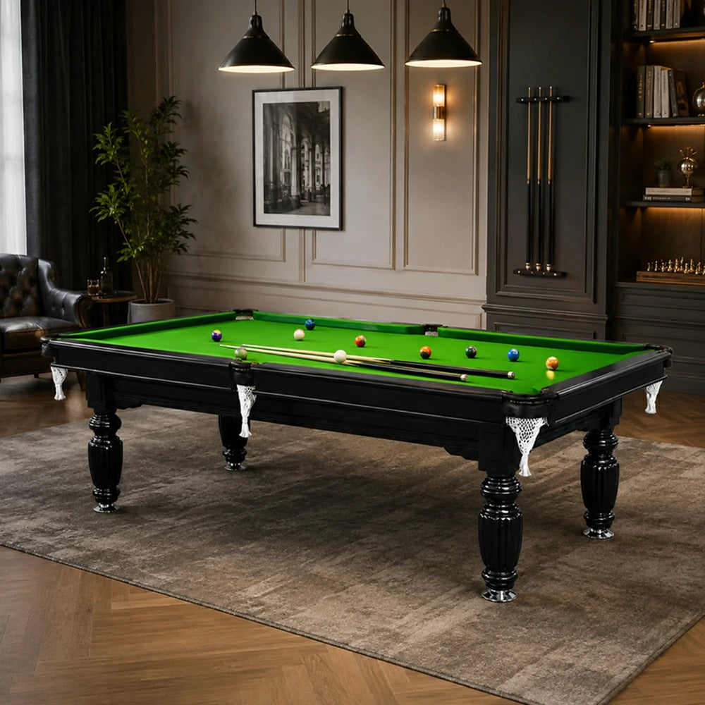 Eeeza Slate Billiard Pool Table with Accessories, Black Frame, 7Ft