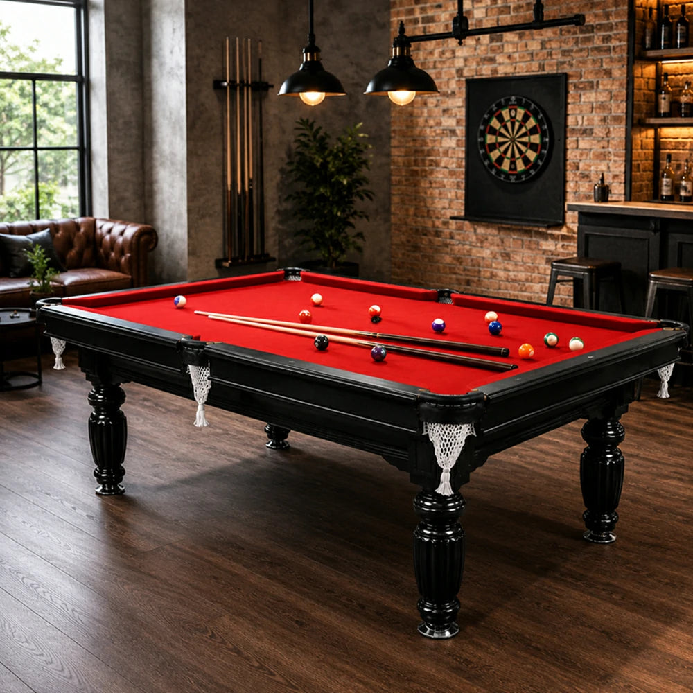 Eeeza Slate Billiard Pool Table with Accessories, Black Frame, 7Ft