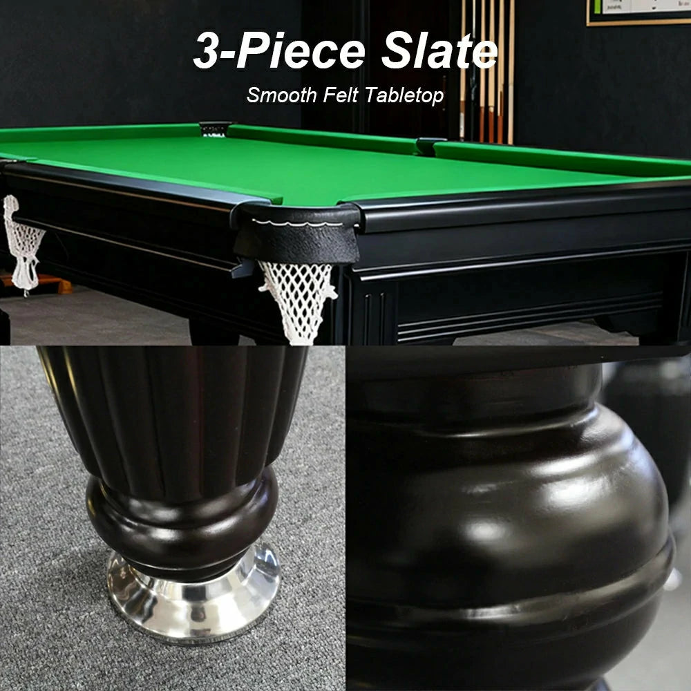 Eeeza Slate Billiard Pool Table with Accessories, Black Frame, 7Ft