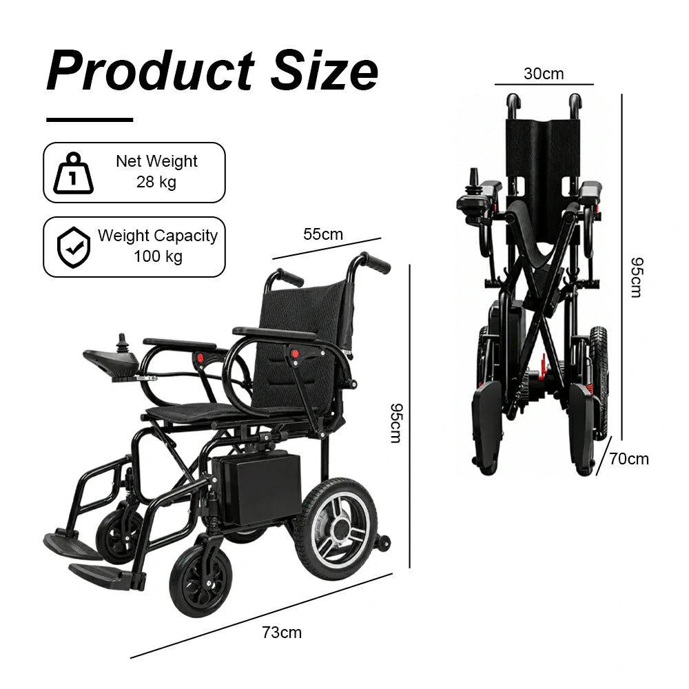 Eeeza N80012 Foldable and Portable Electric Wheelchair, 500W 24V 12A
