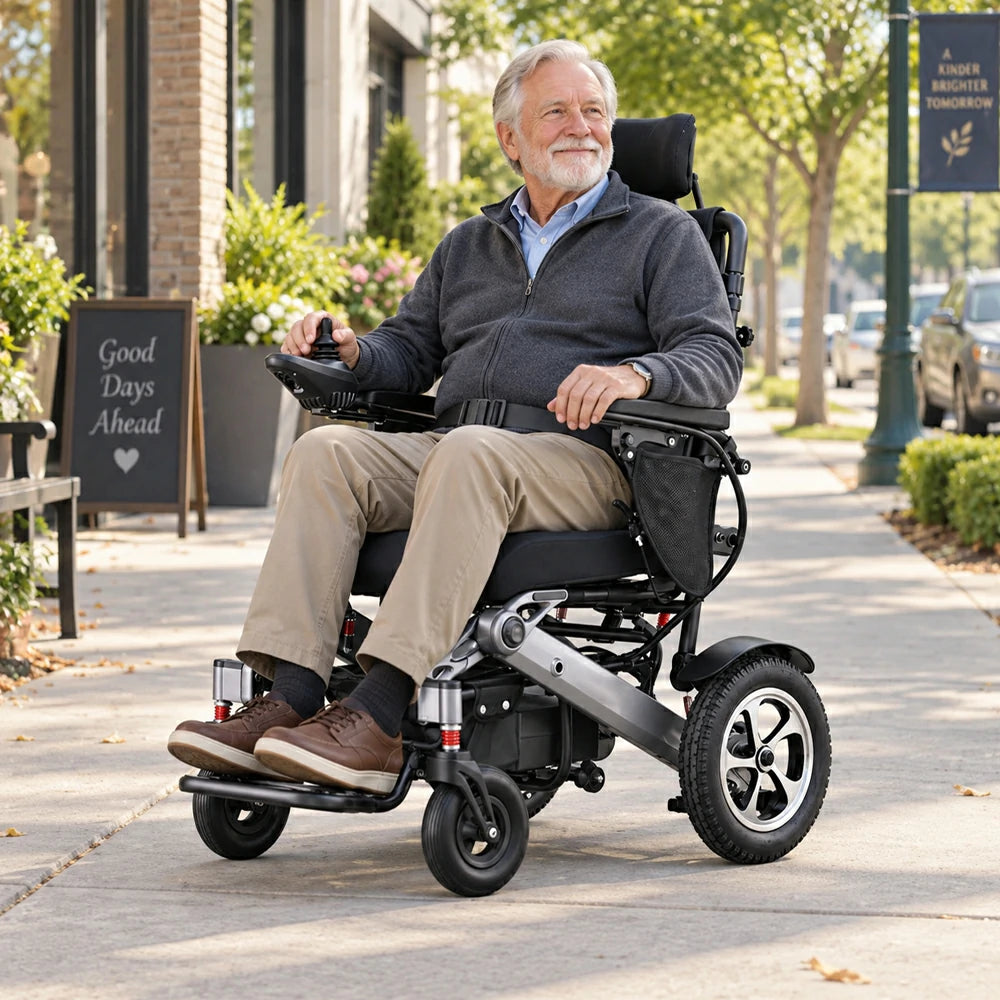 Eeeza 9001 Foldable Electric Wheelchair, 1-6km/h, 24V13A, Black