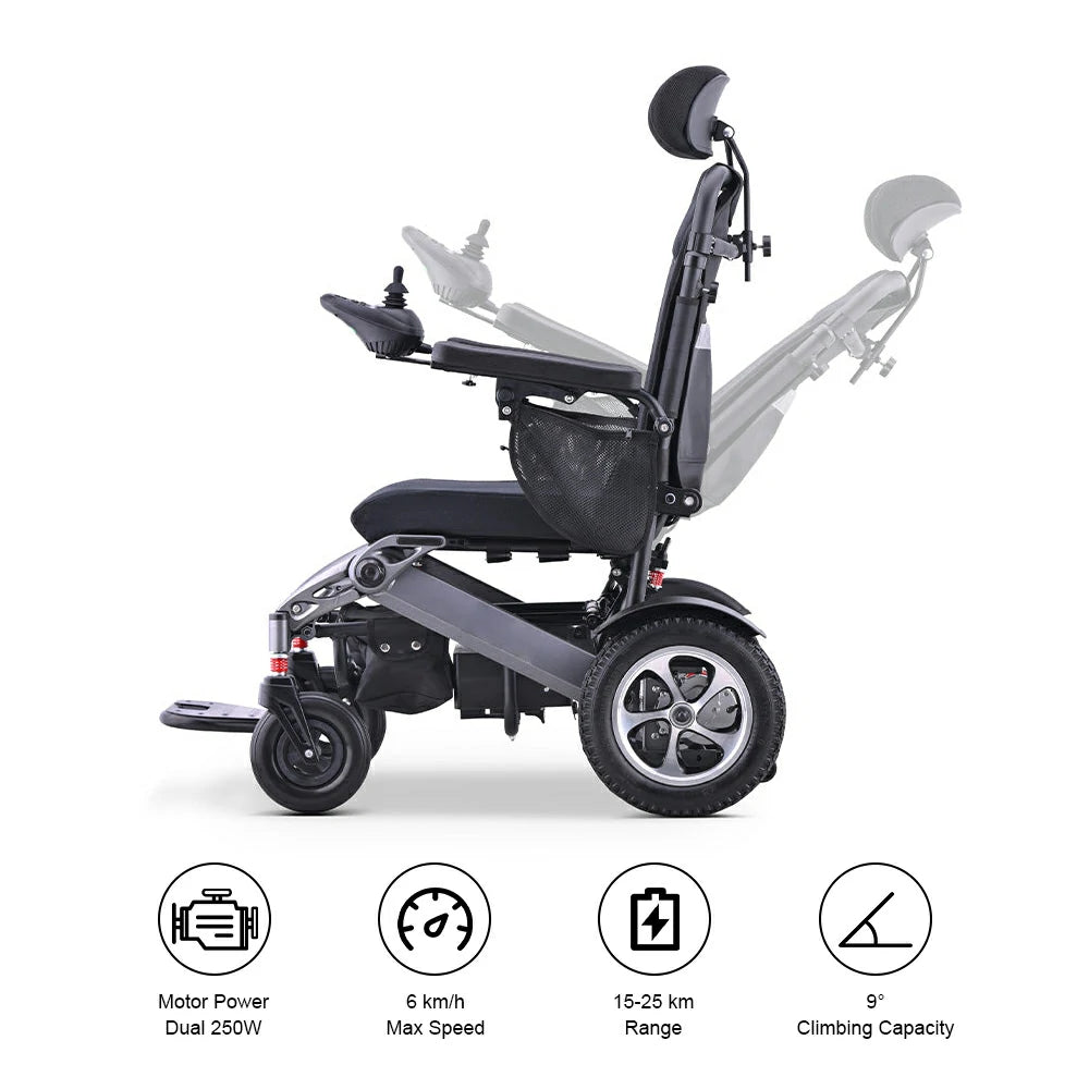 Eeeza 9001 Foldable Electric Wheelchair, 1-6km/h, 24V13A, Black