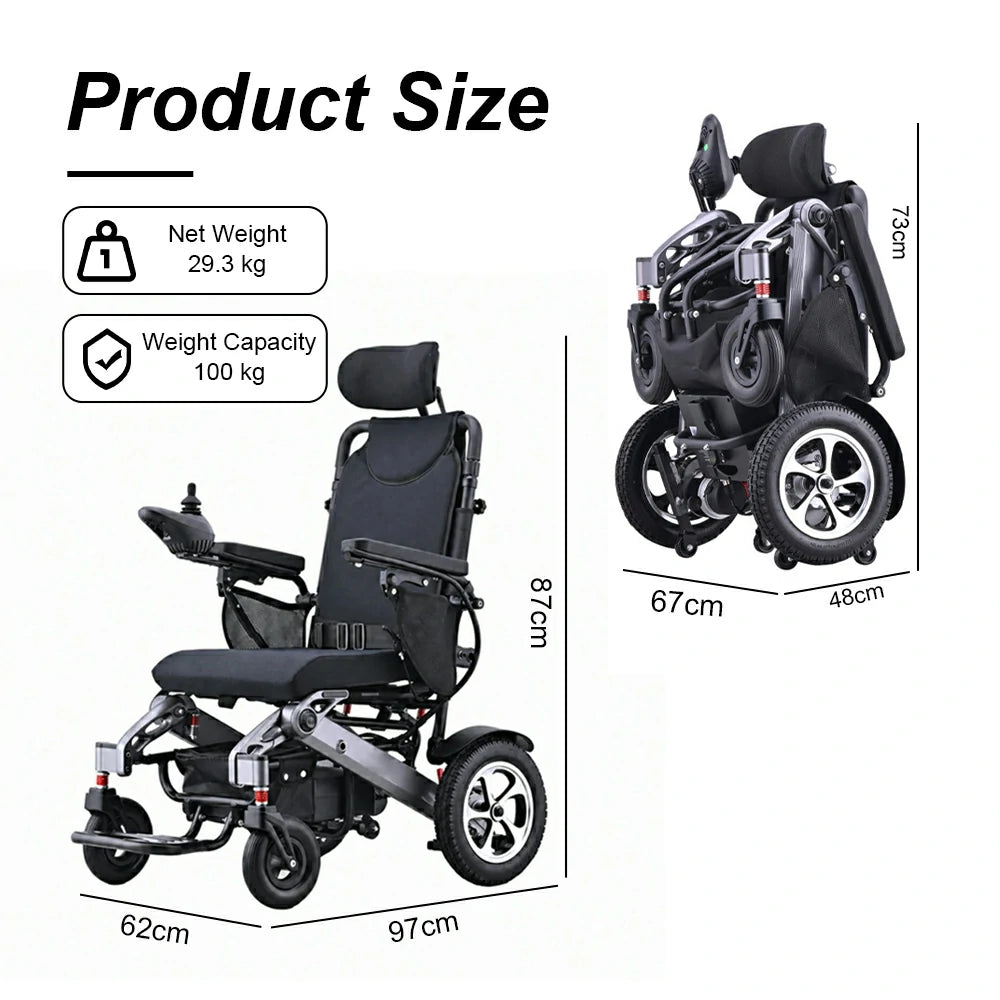 Eeeza 9001 Foldable Electric Wheelchair, 1-6km/h, 24V13A, Black