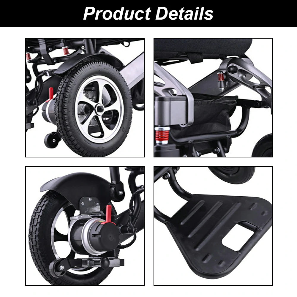 Eeeza 9001 Foldable Electric Wheelchair, 1-6km/h, 24V13A, Black