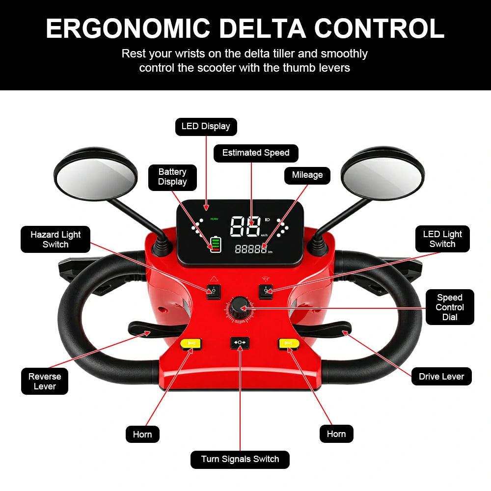 Eeeza BSH Deluxe Mobility Scooter for Senior, 500W 48V Comfort Cruiser