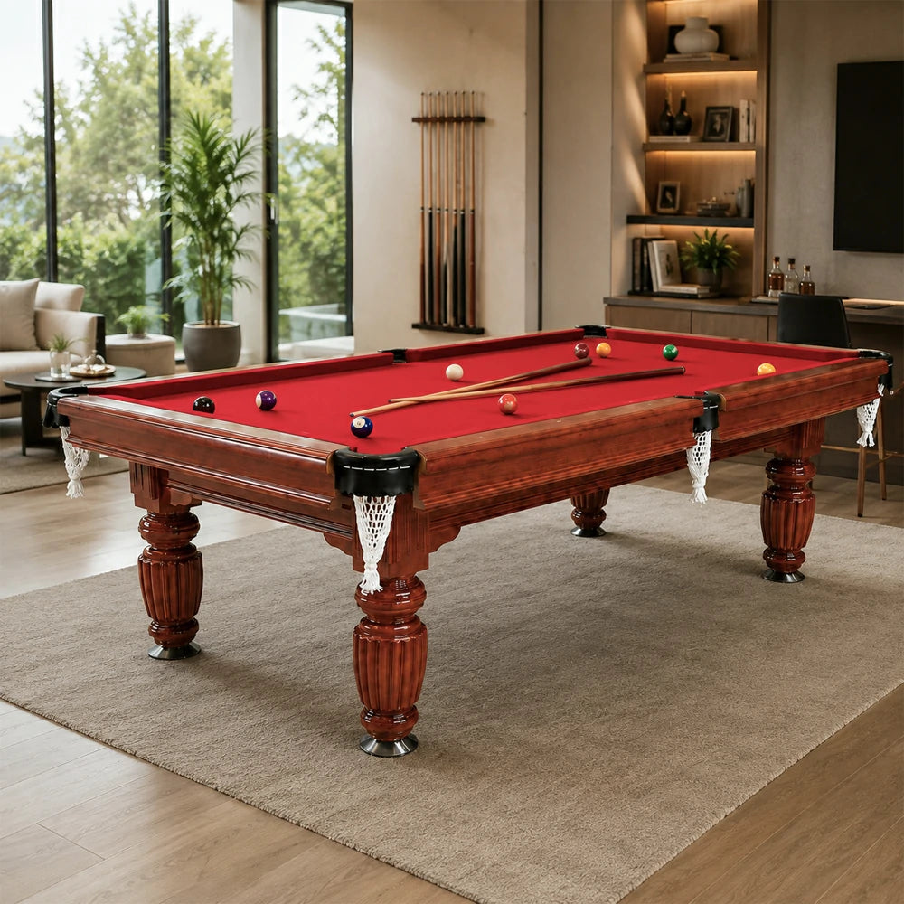 Eeeza Slate Billiard Pool Table with Accessories, Walnut Frame, 7Ft