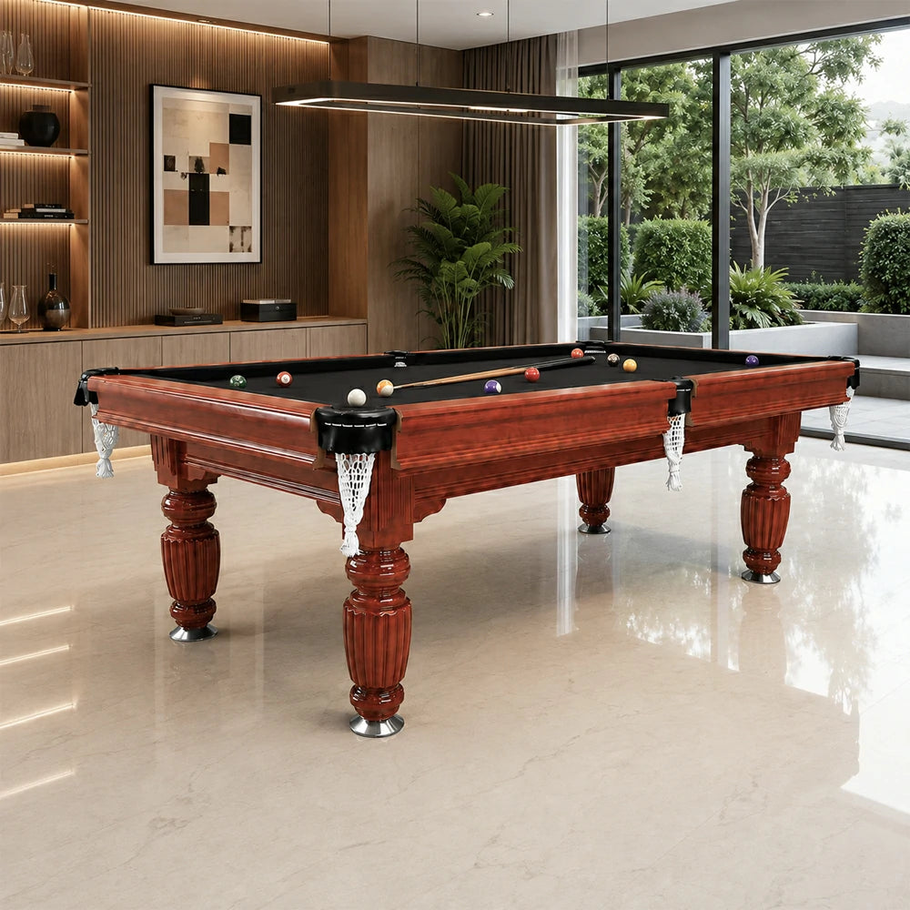 Eeeza Slate Billiard Pool Table with Accessories, Walnut Frame, 7Ft