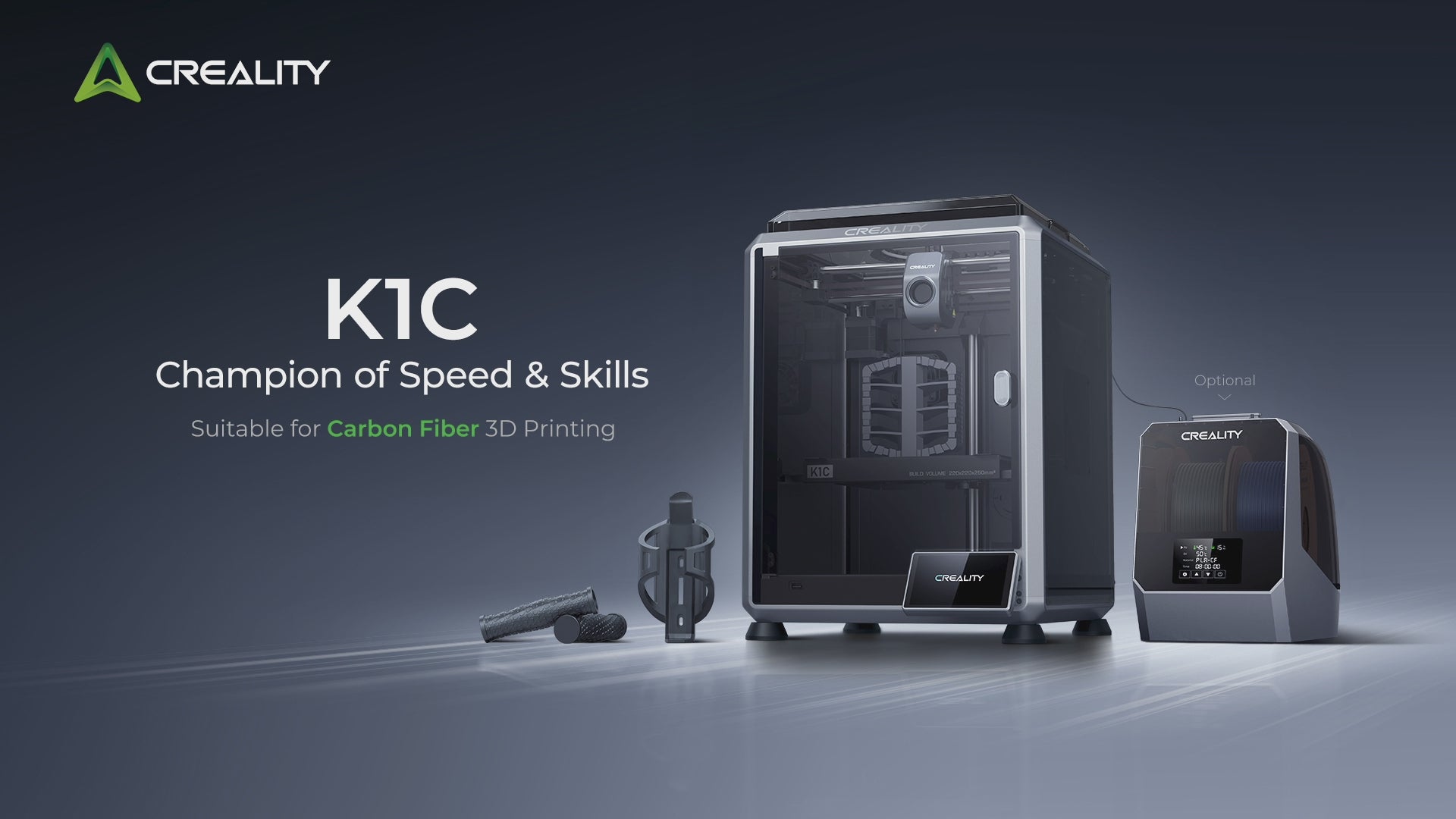 Load video: Creality K1C 3D Printer, Reliable Carbon Fiber Printing