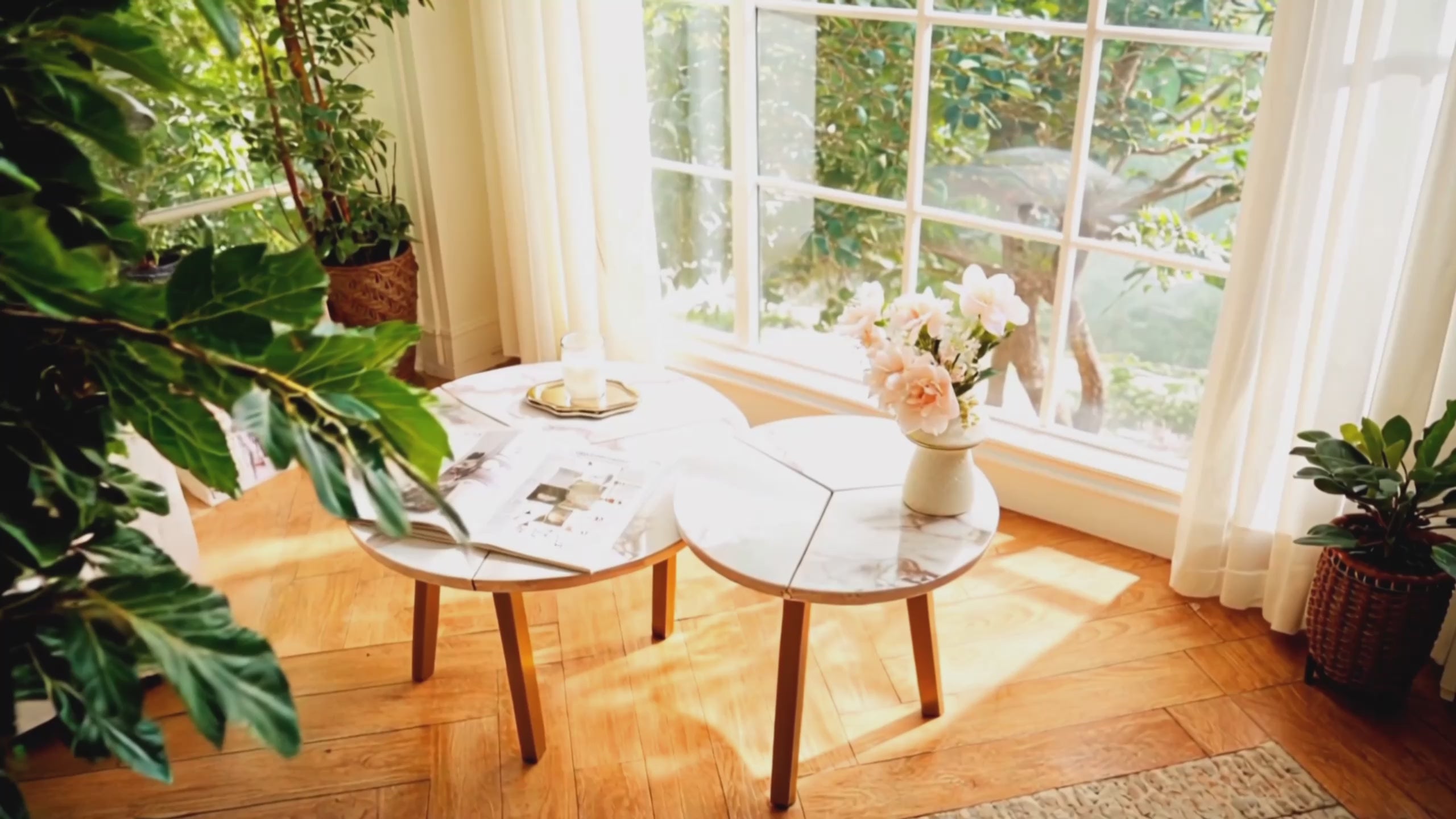 Load video: Newmetal Round Side Table Set Modern Living Room
