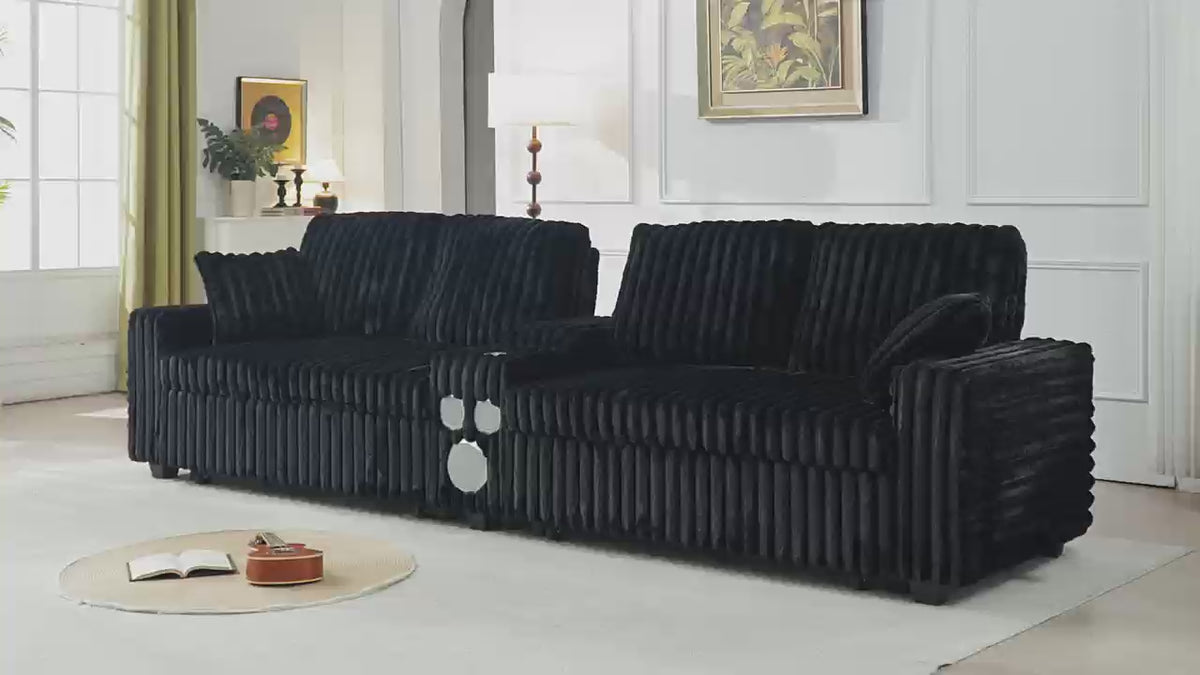Load video: Eeeza Adjustable Modular Sofa Bed with Speaker and Wireless Charger