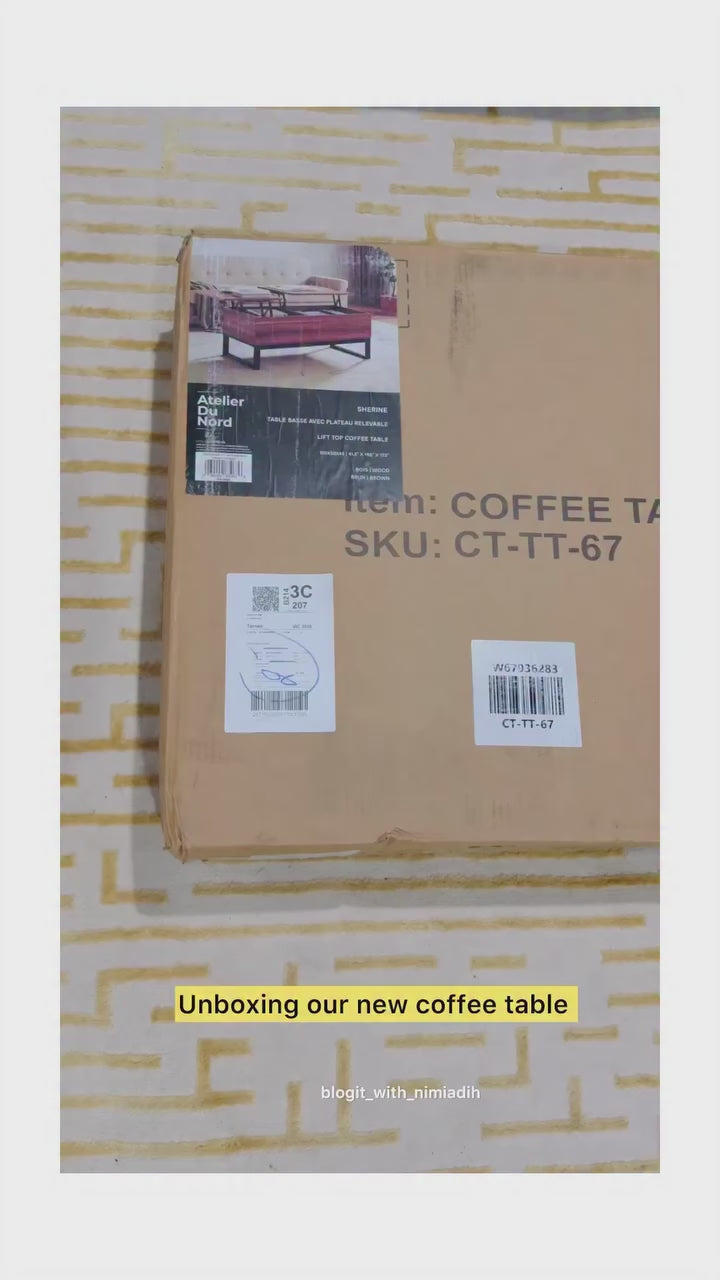 Load video: Eeeza Dual Lift-Top Coffee Table – Double Adjustable Surfaces, Hidden Storage, Industrial Style for Living Room &amp; Office