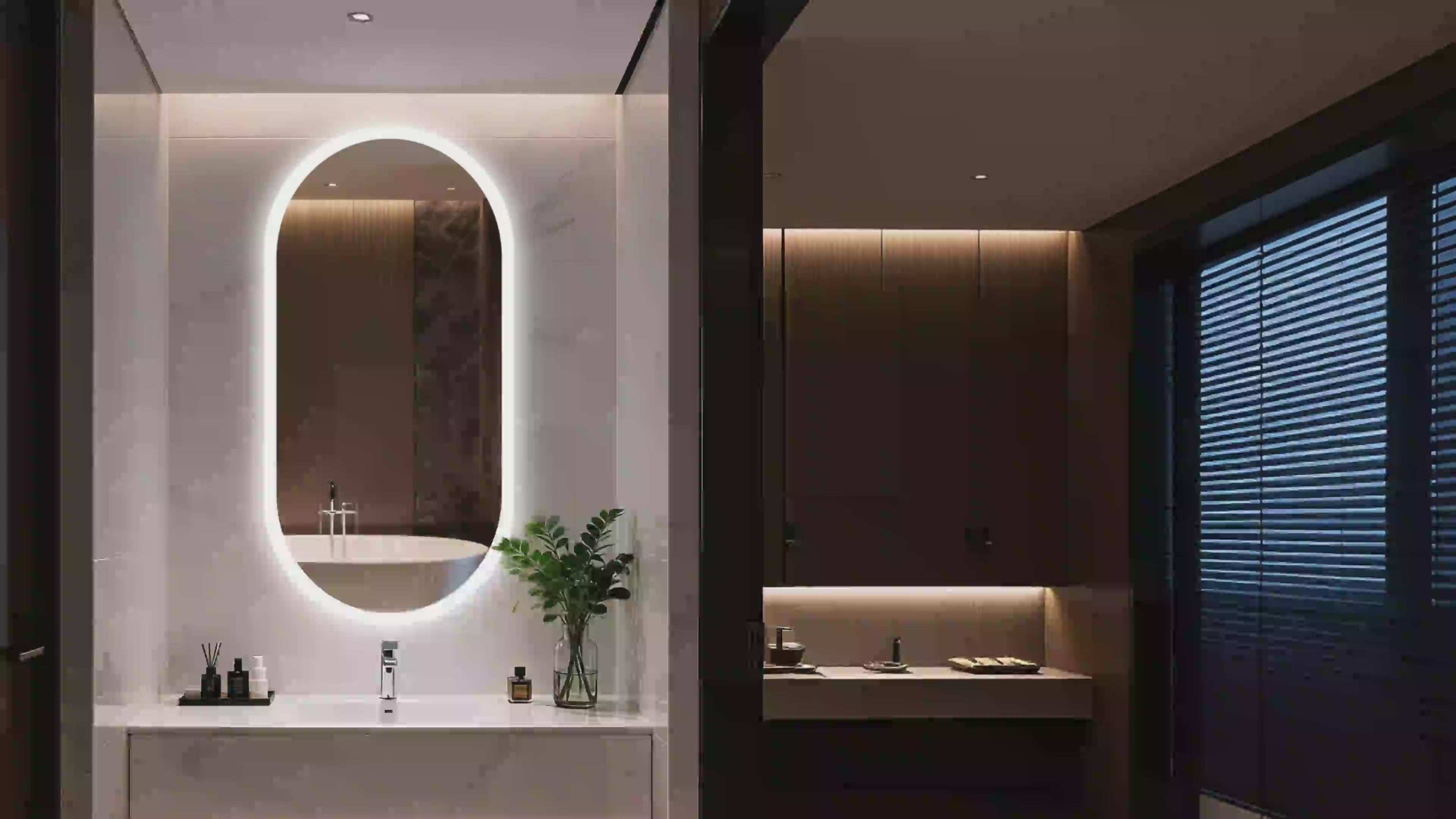 Load video: Long Oval LED Bathroom Mirror Backlit Vanity Makeup Mirror Antifog