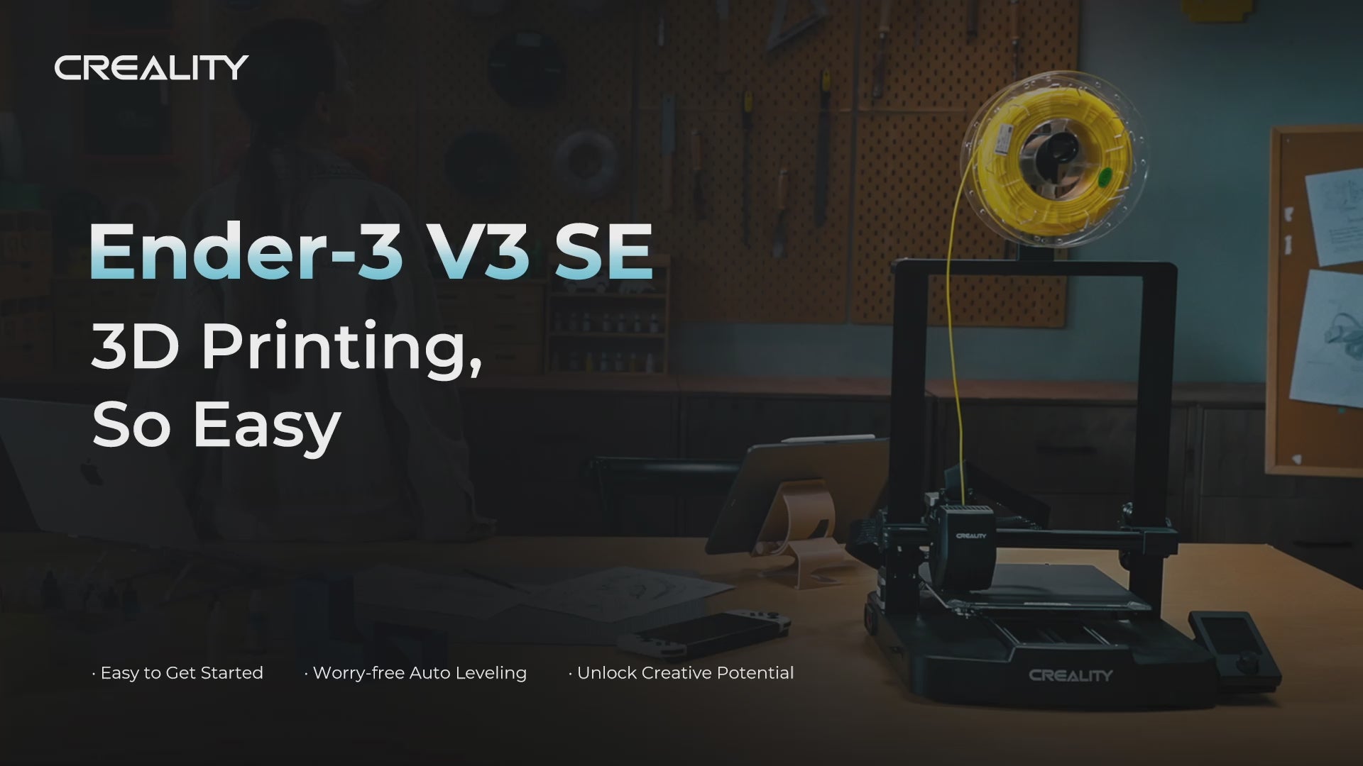 Load video: Creality Ender-3 V3 SE Affordable Quality FDM 3D Printer