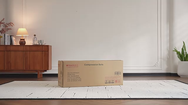 Load video: Folding Corduroy Sofa Bed with Pillows