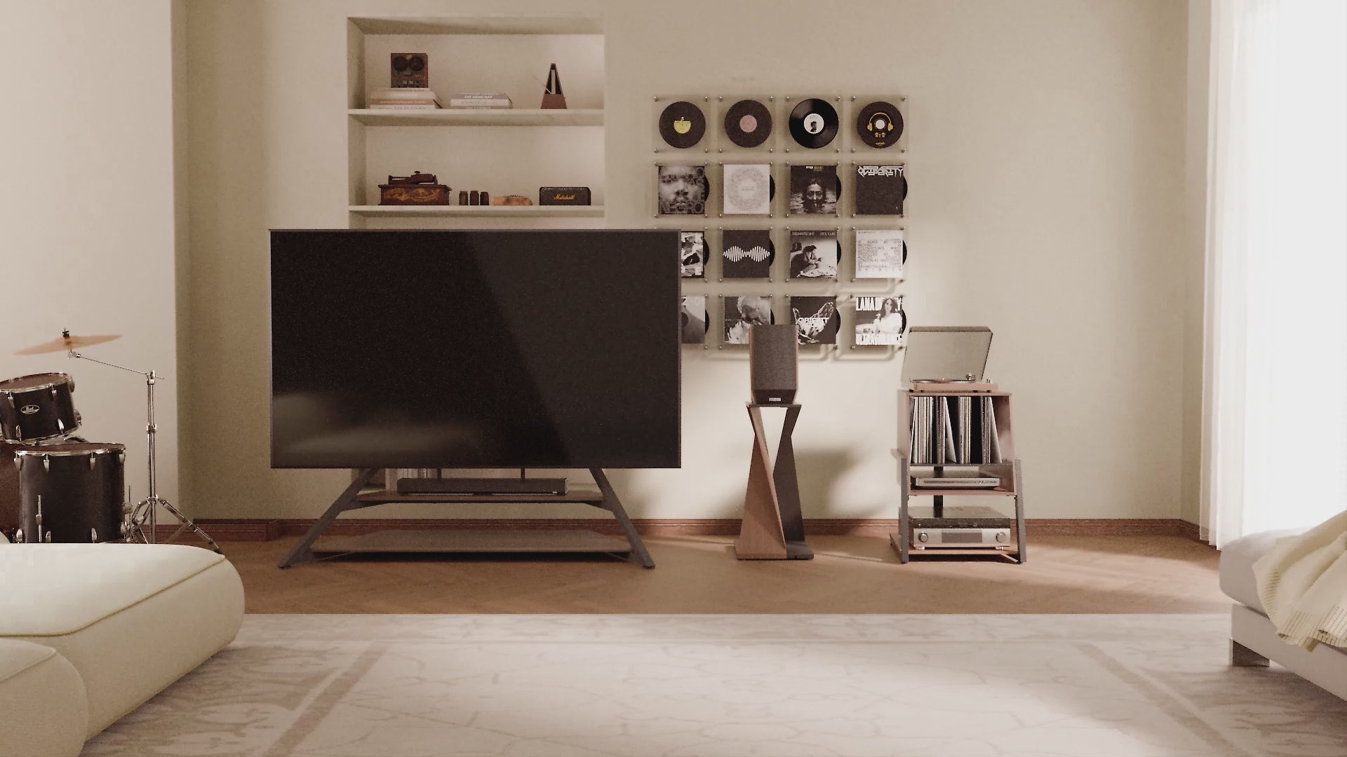 Load video: FITUEYES Eiffel Bookshelf Speaker Stand – 70cm Modern Industrial Audio Stand for Surround Sound Speakers