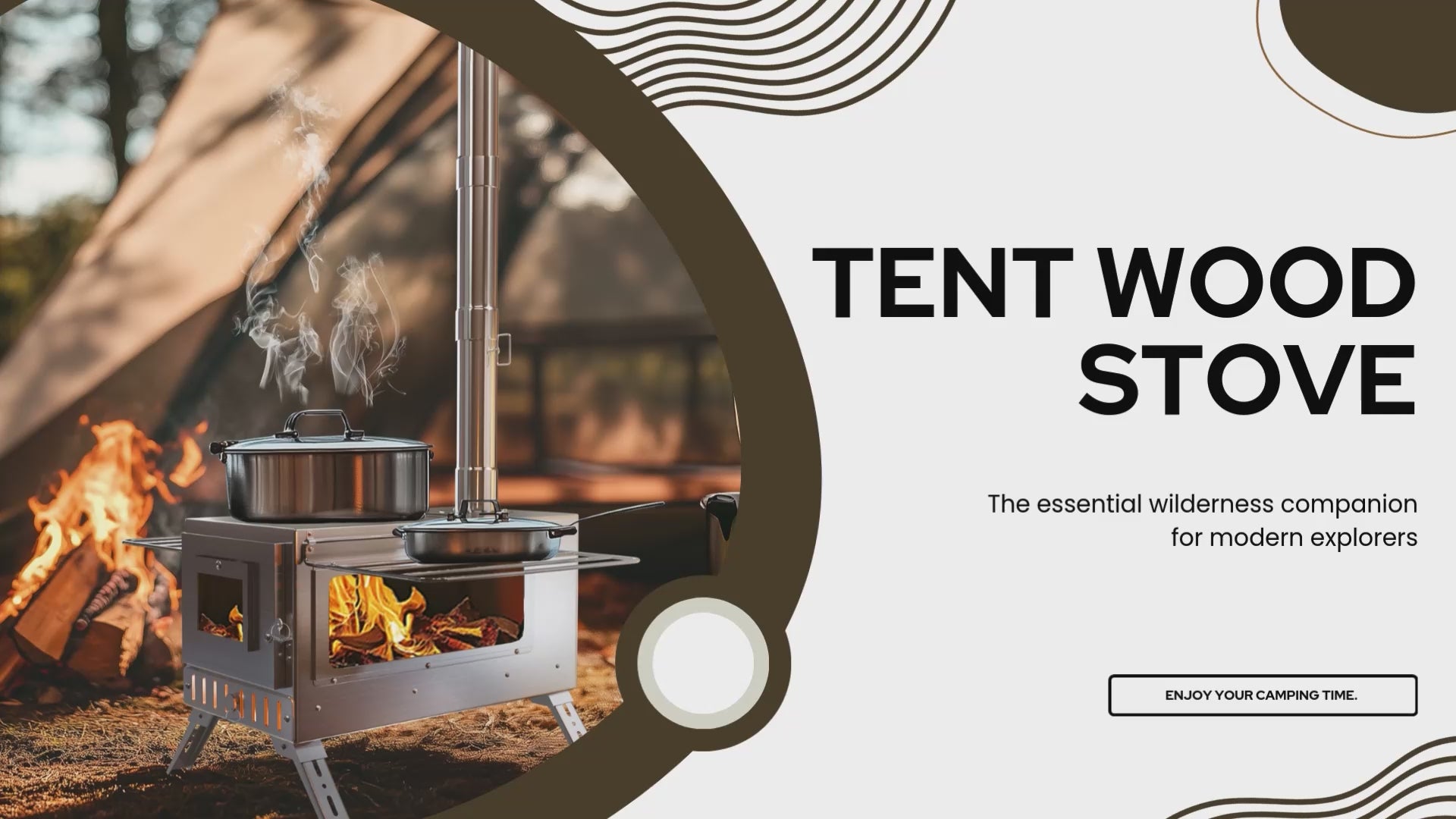 Stainless Steel Portable Camping Wood Stove Tent Stove w/ Chimney Pipe