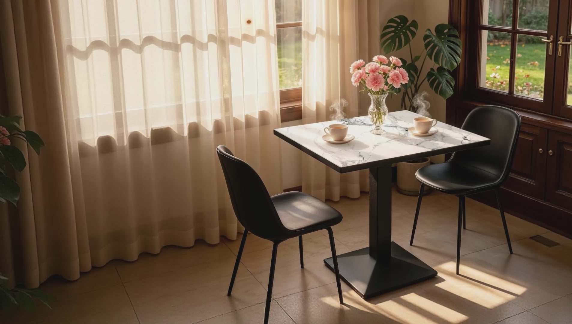 Load video: Eeeza Dining Table with Sintered Stone Top, Rectangular