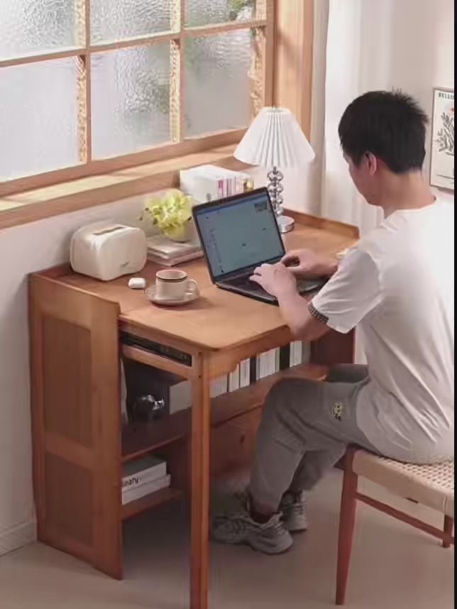 Load video: Eeeza Multi-functional Folding Desk for Students, Bamboo