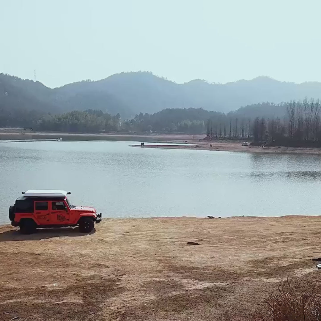 Load video: Vertical roof tent, rainstorm proof, strong wind resistant, high intensity ABS fast lifting, vehicle self driving tent