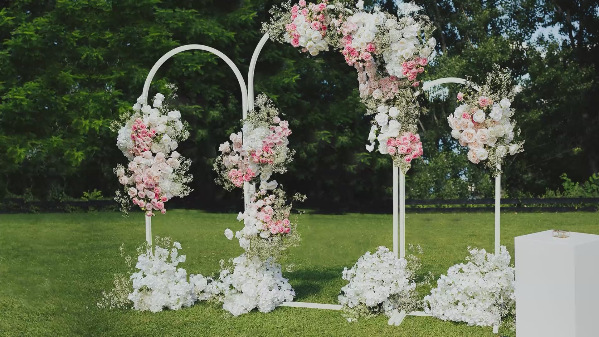 Load video: Set of 3 Wedding Arch Backdrop Stand Metal Frame for Ceremony Party