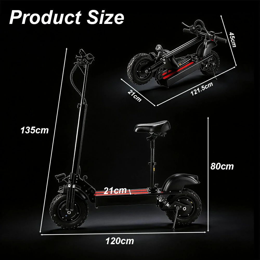 Eeeza All Terrain Electric Scooter with 2000W Power Motors and 11-Inch Vacuum Tires, 4-mode, Black